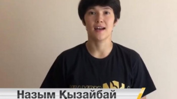 Фотография к новости: Абай жырларын оқу эстафетасын спортшылар жалғастырды