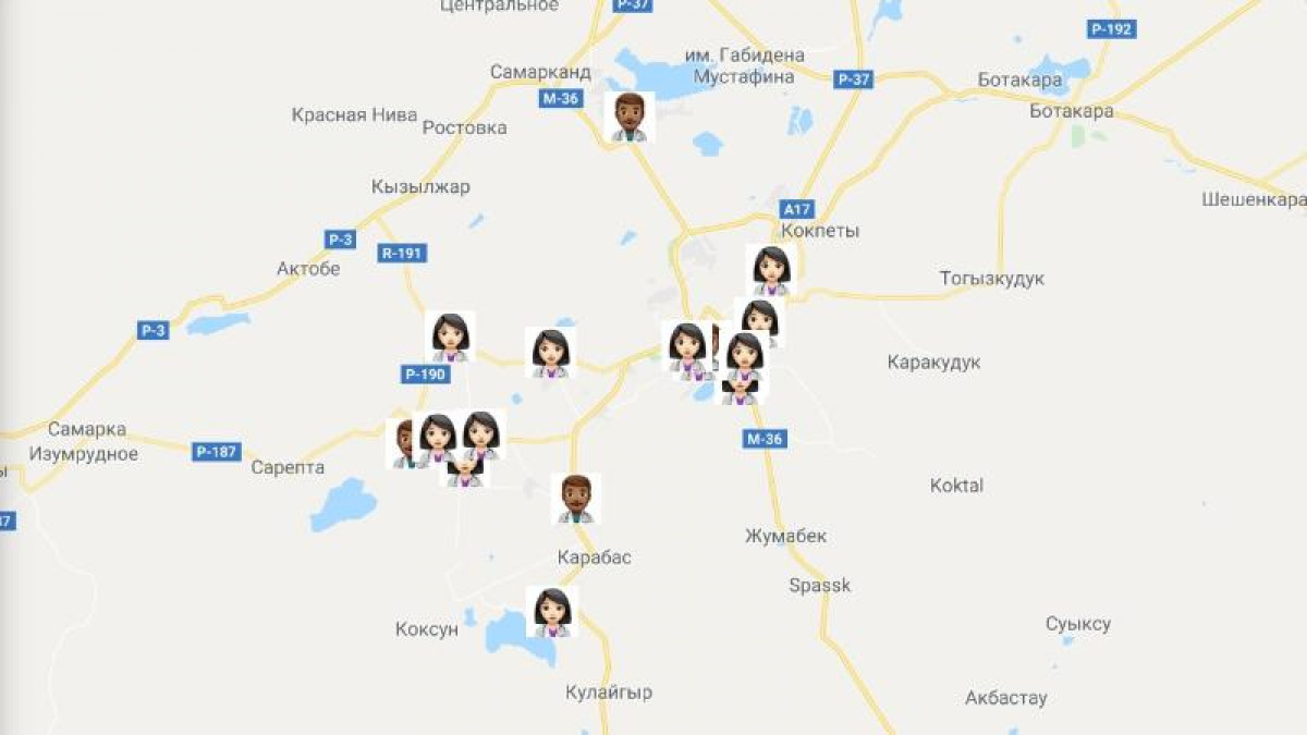 Қарағанды облысында дәрігерлер туралы мәліметтер жазылған интерактивті карта жасалды