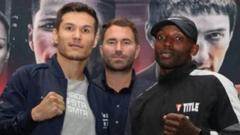 Фотография к новости: Данияр Елеусінов Нью-Йоркте қарсыласымен көз түйістірді