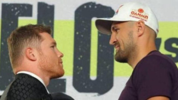 Фотография к новости: Канело мен Сергей Ковалев жекпе-жек алдында көз түйістірді