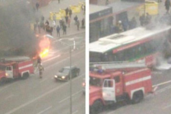 Фотография к новости: Нұр-Сұлтанда да жолаушылар автобусы өртке оранды