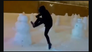 Фотография к новости: Елордада аққалалар "әскерін" қиратқан ер адамның видеосы пайда болды