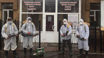 Фотография к новости: Әскерилер екі қалада дезинфекция жасауға кірісті