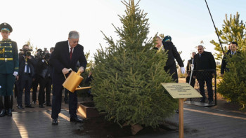 Фотография к новости: Тоқаев пен Әлиев Ботаникалық бақта ағаш отырғызды