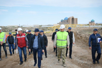 Фотография к новости: Түркістандағы Күлтөбе қалашығының күмбезін орнату жұмысы жалғасып жатыр