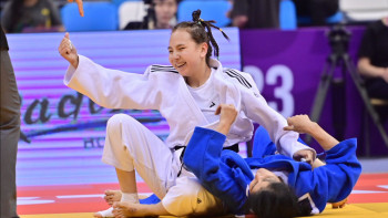 Фотография к новости: Пара дзюдошы Альфия Тілекқабыл Азия чемпионатында топ жарды