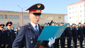 Фотография к новости: Елордалық полицейлер саптық байқау өткізді