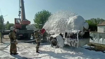 Фотография к новости: Жетісу облысында газ таситын көлік аударылып кетті