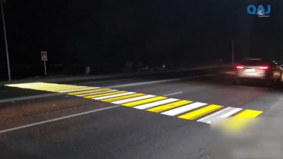 Көлік қарқыны жоғары республикалық тасжолдарға проекциялық жолақтар орнатылды