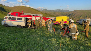 Фотография к новости: Өрт сөндірушілер Көлсай көлдеріндегі өрттің таралуына жол бермей жедел сөндірді