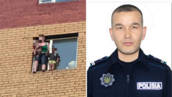 Фотография к новости: Полицейлер балаларымен бірге терезеден секірмек болған әйелді құтқарып қалды