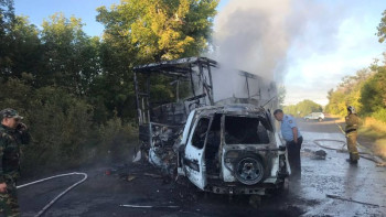 Фотография к новости: Абай облысында жолаушылар мінген автобус пен көлік соқтығысты