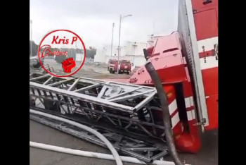 Фотография к новости: Өрт сөндіру қызметінің көлігі аударылып қалды