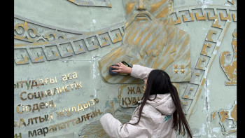 Фотография к новости: Taza Like. Жамбылдық жастар аллеяны жарнамалардан тазартты