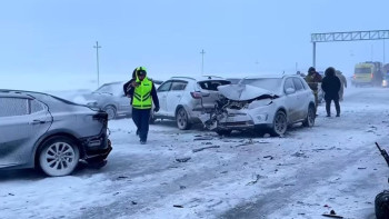 Фотография к новости: Астана-Щучье тас жолында 15 көлік соқтығысты