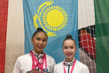 Фотография к новости: Көркем гимнастика: Айбота Ертайқызы мен Эрика Жайлауова ел қоржынына 4 алтын медаль салды