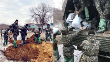 Фотография к новости: Су тасқыны: Ұлттық ұлан сарбаздары ақтөбелік азаматтарға көмектесіп жатыр