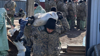 Фотография к новости: Ұлттық ұланның 1100-ден астам жауынгері тасқынға тосқауыл болды