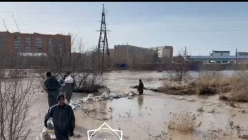 Фотография к новости: Көкшетау қаласында құтқарушылар өзен арнасын жабуда