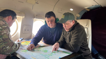 Фотография к новости: Бозымбаев БҚО-дағы су тасқынының кезекті толқынына дайындық барысын тексерді