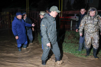 Фотография к новости: Жамбылдың Жасөркен ауылында су деңгейі төмендеді