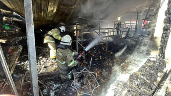 Фотография к новости: Өрт сөндірушілер өрт кезінде үш газ баллонын алып шығарды