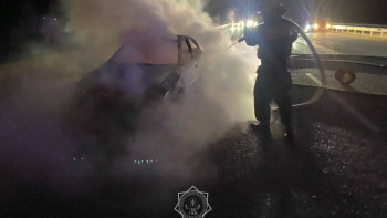 Фотография к новости: "Астана-Петропавл" тасжолында автокөлік өртке оранды