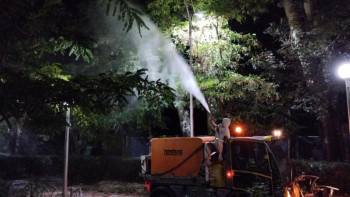 Фотография к новости: Алматыда жасыл желектерді биологиялық өңдеудің соңғы кезеңі өтуде