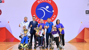 Фотография к новости: Мәулен Әшімбаев боччадан жарыстың финалына шыққан спортшыларды құттықтады