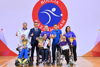 Фотография к новости: Мәулен Әшімбаев боччадан жарыстың финалына шыққан спортшыларды құттықтады