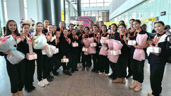 Фотография к новости: Әлем чемпионатының жүлдегерлері елге оралды