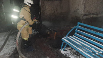 Фотография к новости: Шымкентте ТЖМ қызметкерлері өрт кезінде 2 адамды құтқарды