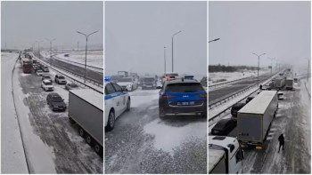 Фотография к новости: Қарағанды тасжолында 800 көлік жолда қалды