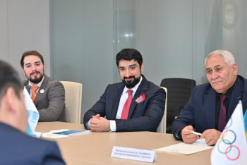 Фотография к новости: Халықаралық ауыр атлетика федерациясының делегациясы Қазақстан ҰОК кеңсесіне келді