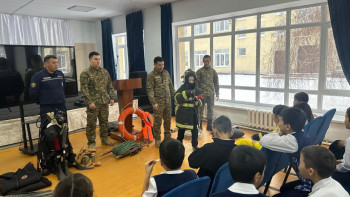 Фотография к новости: ТЖМ қызметкерлері балаларға ТЖ кезіндегі қауіпсіздік шаралары туралы айтты