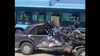 Фотография к новости: Таразда жеңіл көлік жүк пойызы және автобуспен соқтығысты