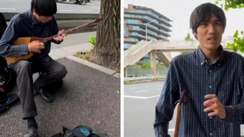 Фотография к новости: Токиода жапон жігіті «Адай» күйін тартып жұртты таңқалдырды