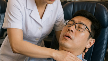 Фотография к новости: Медбике ұшақ бортында адам өмірін сақтап қалды