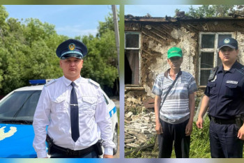 Фотография к новости: СҚО-да полиция инспекторы жанып жатқан үйден ер адамды алып шықты