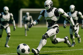 Фотография к новости: Роботтар футбол ойнап, көрермендерді тәнті етті