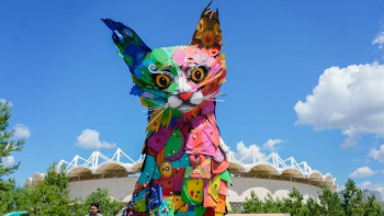 Фотография к новости: Астанада төрт метрлік ерекше алып мысық орнатылды