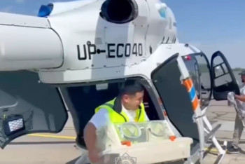 Фотография к новости: Жаңа туған нәрестені Жаңақорғаннан Қызылордаға тікұшақпен жеткізді