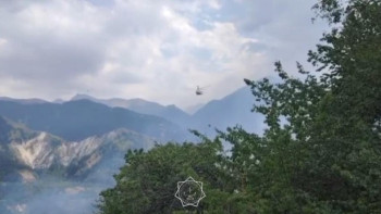 Фотография к новости: Ақсай шатқалында қураған шөп өртеніп жатыр