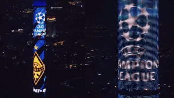 Фотография к новости: Алматыда мереке: "Көк-Төбе" телемұнарасы "Қайраттың" жеңісіне орай жарқырады