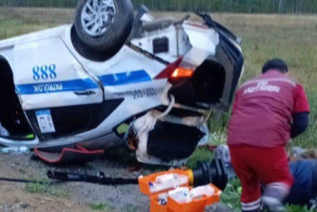 СҚО-да патрульдік көлік апатқа ұшырап, аударылып қалды