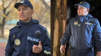 Фотография к новости: Ұлытауда полицейлер өртенген үйден үш баланы құтқарып қалды