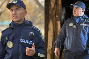 Фотография к новости: Ұлытауда полицейлер өртенген үйден үш баланы құтқарып қалды