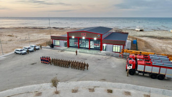 Фотография к новости: ТЖМ басшысы Каспий теңізінің жағалауында жаңа өрт сөндіру-құтқару бөлімін ашты