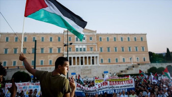 Фотография к новости: Грекия астанасы Афинада Палестинаны қолдау марш өтті