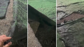 Фотография к новости: Түркістанда жөндеуден өткен футбол алаңы жарамсыз күйге түскен